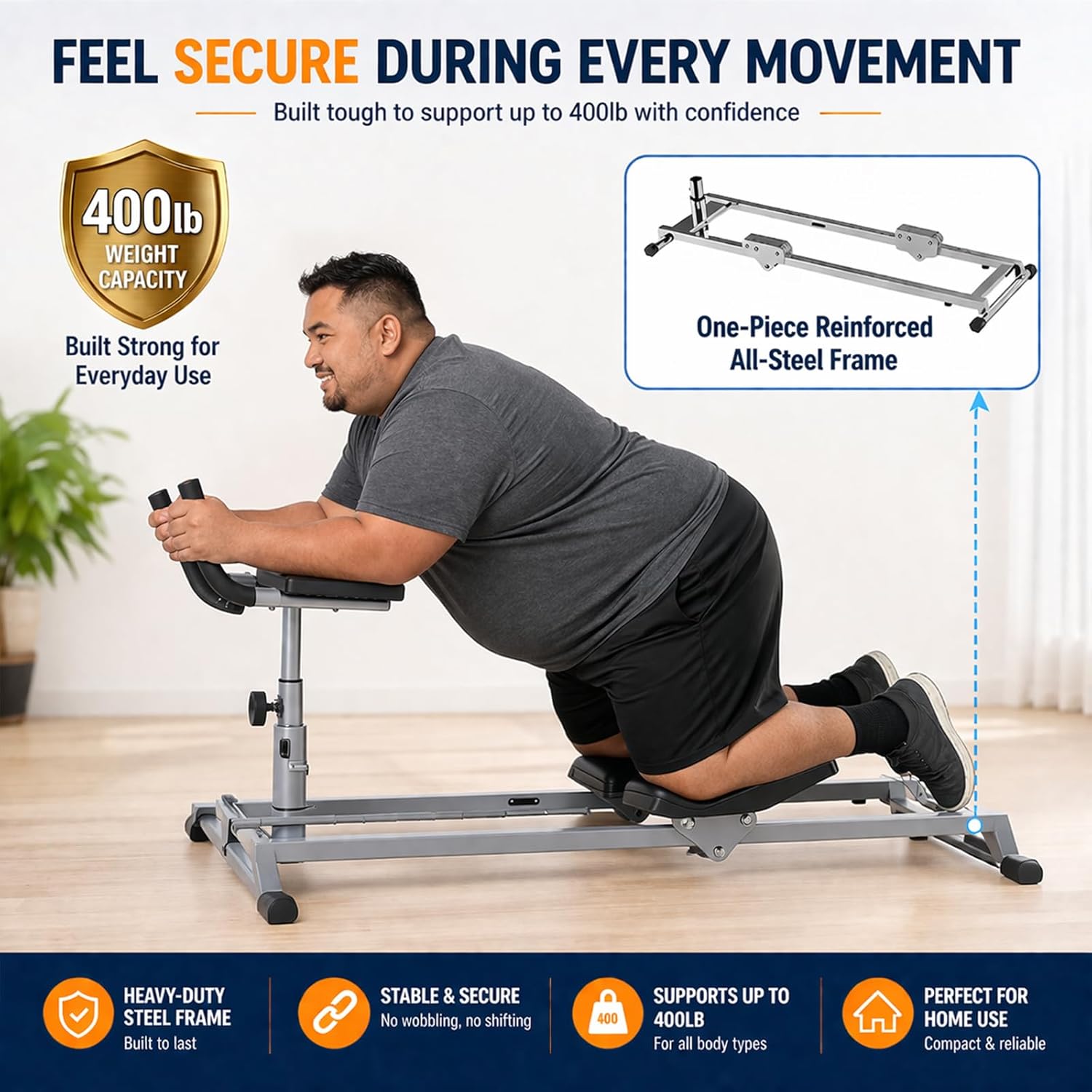 Core Twist Workout Machine for Home Gym, Full Body Ab Trainer with 5-Level Height Adjustment, Soft Knee Pads and Elbow Support, 330LB Capacity