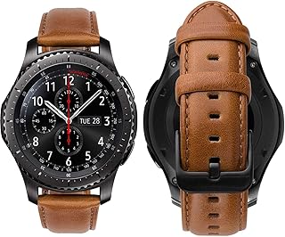 أوستيك جلد طبيعي من لساعة سامسونج جالاكسي 46 ملم هواوي جي تي 2 جير اس 3 فرونتير وكلاسيك هونر ماجيك فوسيل 22 بني فاتح للجنسين عدد 1