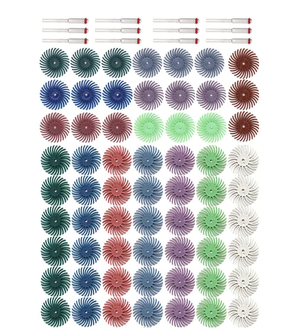Radial Bristle Disc de 3.0 mm Guño Mixto Surtido de la Rueda de Cepillo abrasivo 48 Piezas, Kit de Disco de cerdas radiales