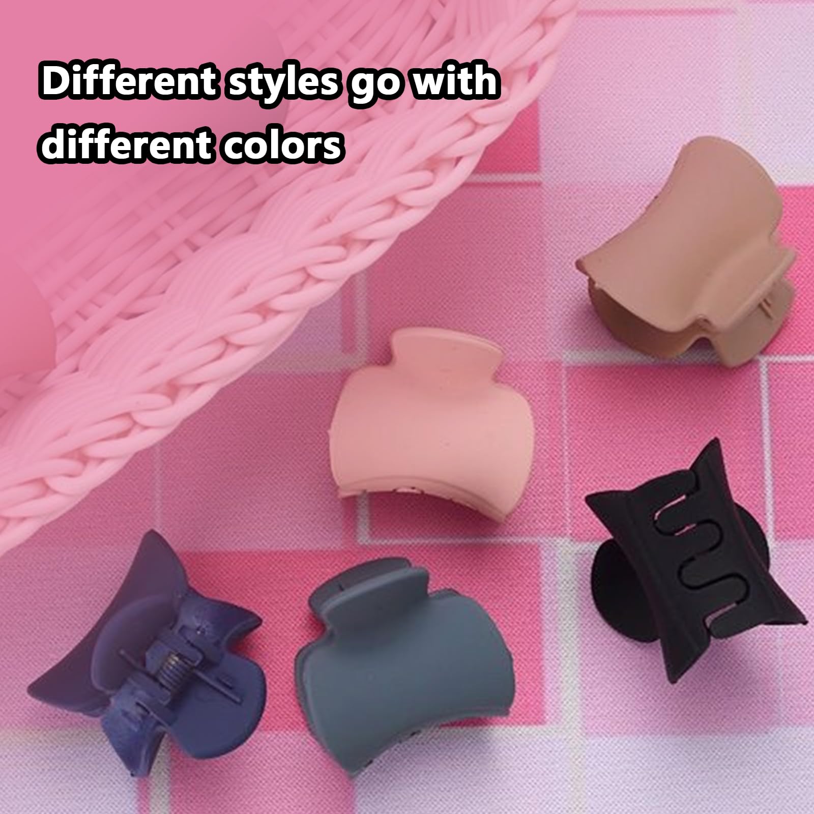 Mini Hair Clips Set 12 Pcs, 6 Matte Colours Small Hair Grips 3.5cm Wide for Women Girls, Grey, Pink, Olive, Beige, Navy - Image 3