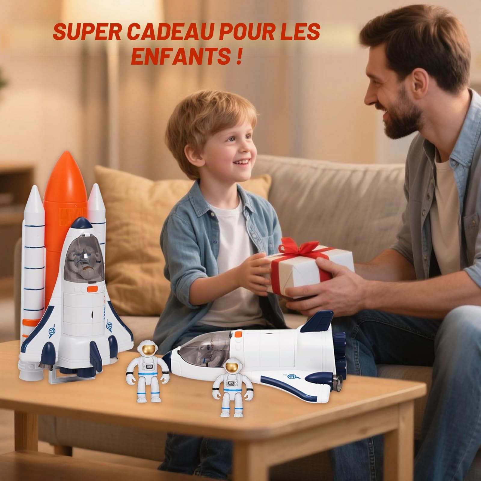 Space Shuttle Jouet fusée pour enfants avec son et lumière 2 astronautes Jouet spatial pour garçons et filles