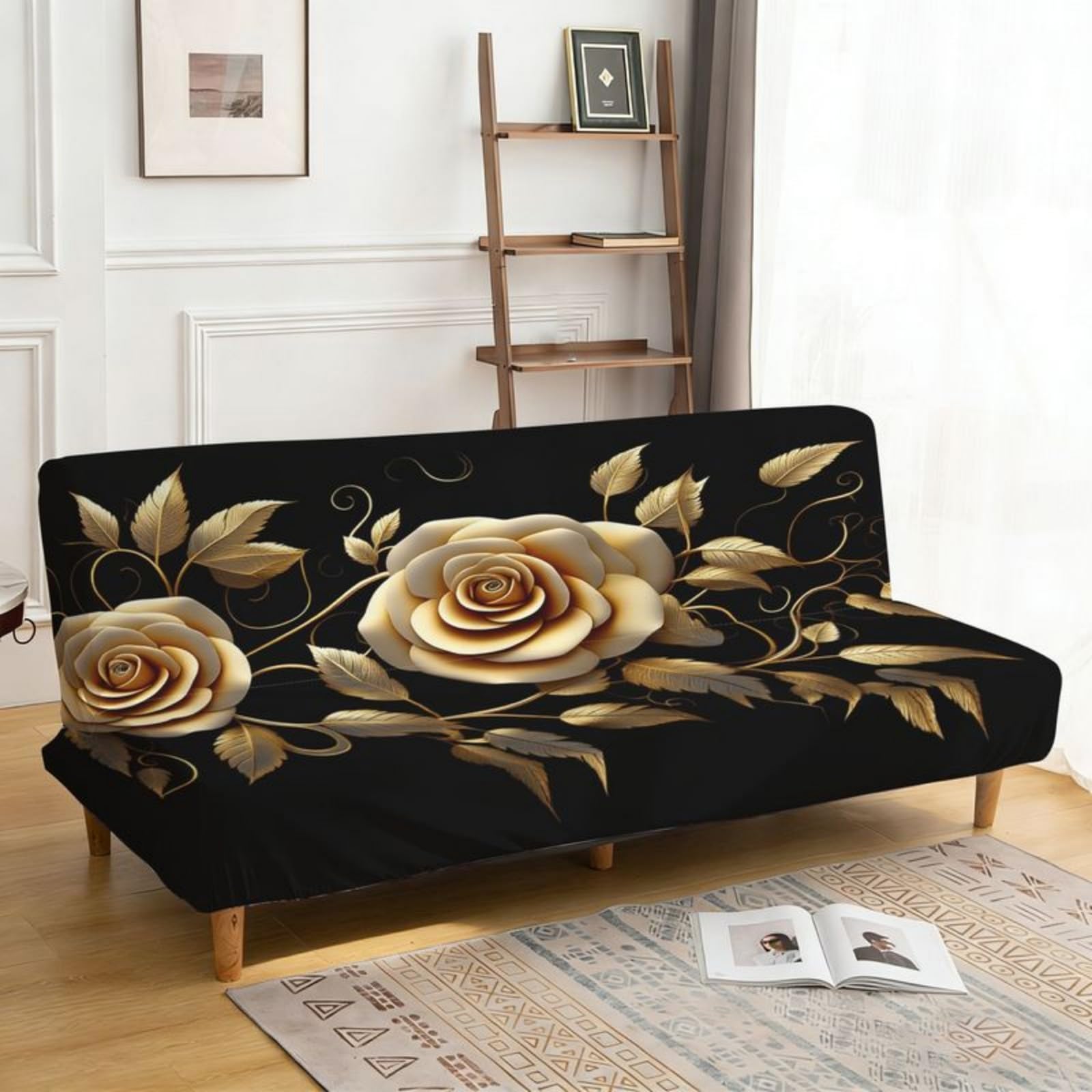 boiszeda Armless Sofa Bed Cover, Spandex Stretch Futon Slipcover(160-190cm)