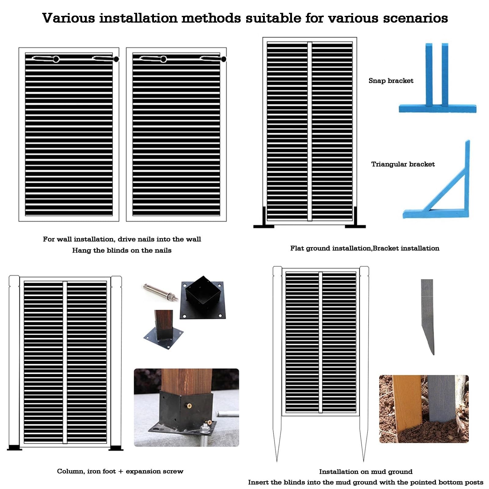 Divisorio da giardino in legno, divisorio decorativo temporaneo per esterni, staccionata esterna autoportante per cortile o patio (60 x 120 cm) – Elegante soluzione per la privacy