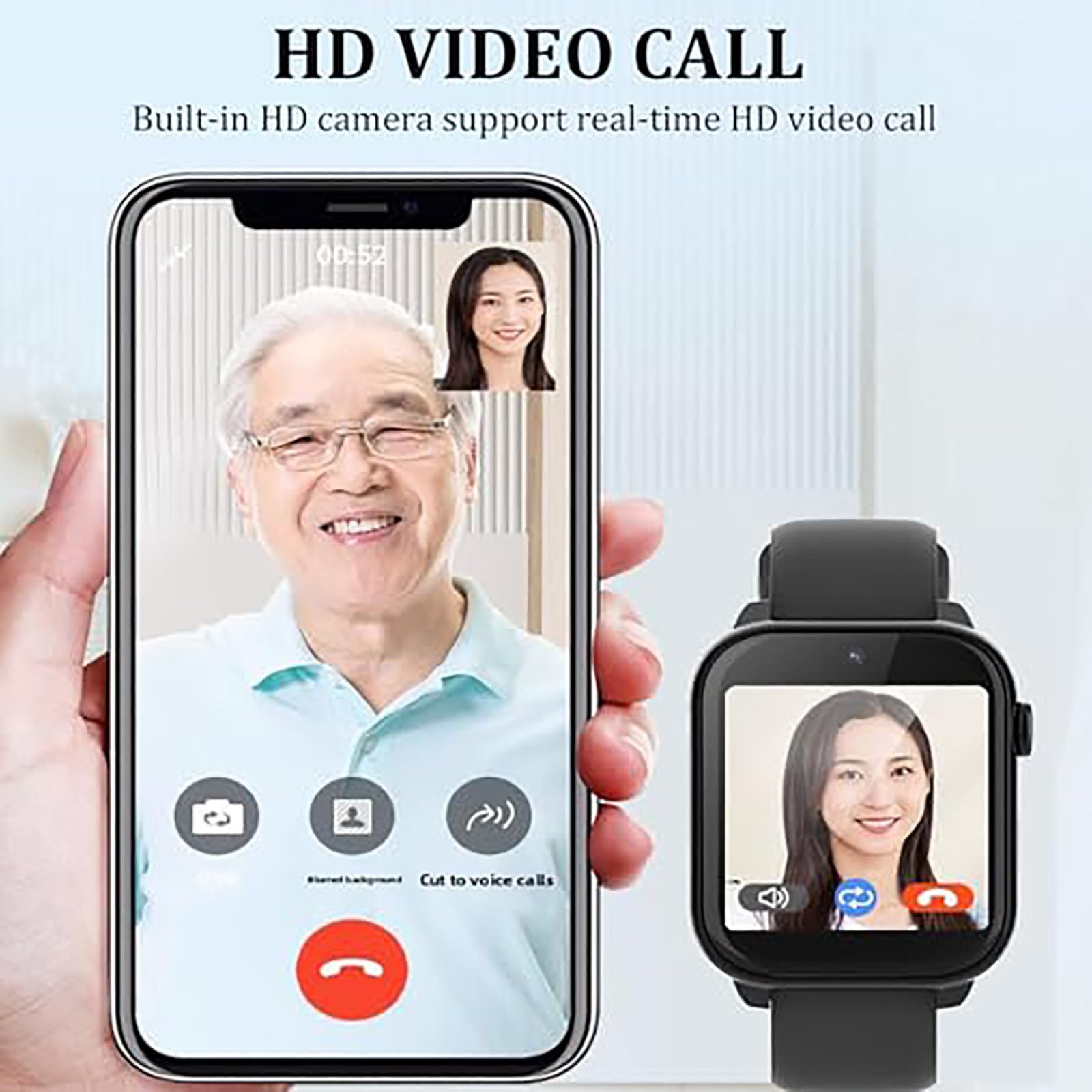 Smartwatch 4G, Funkcja Wykrywania Upadku, Inteligentny Zegarek Dla Seniorów Z Funkcją Połączenia Alarmowego SOS, Śledzenie GPS | Dwukierunkowe Połączenia Wideo HD, Wodoodporność Ip67