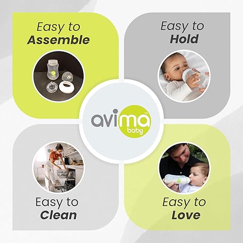 Miniatura 6 de Avima Biberones anticólicos 4 onzas, pezones de flujo lento Sin BPA, cuello estándar Etapa 1 para 0 3 meses Juego de 6