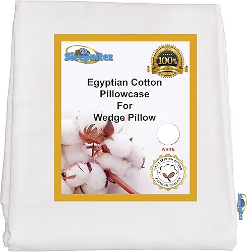 Sleepnitez Funda de almohada de cuña para cama, color blanco, 100% algodón egipcio, funda de almohada de cuña para nuestra almohada de cuña de 8