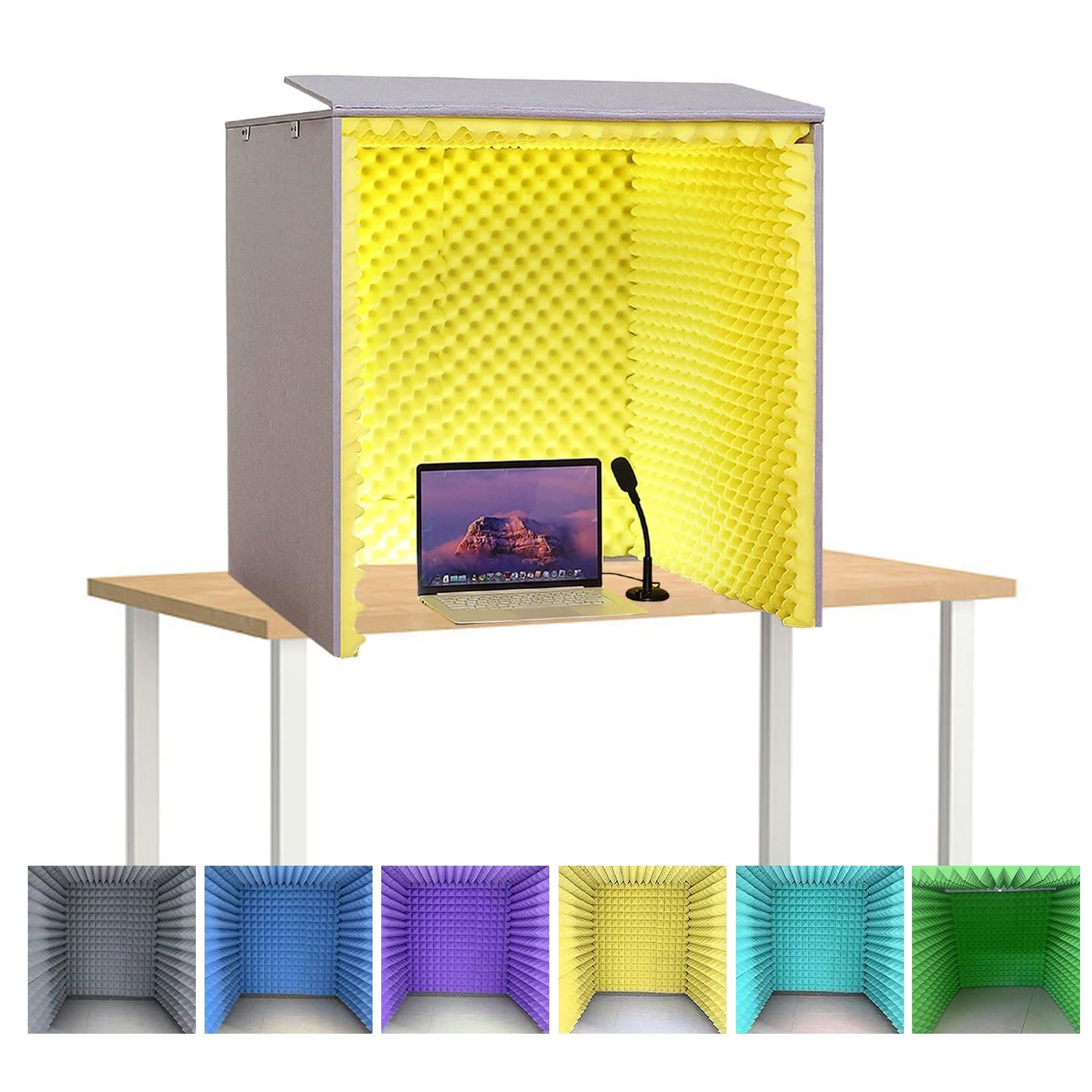 Tragbare Schalldichte Abdeckung für Gesangskabine, Schallschutz, Schallaufnahme, Studio, Isolation, absorbierender Schutz für Studio-Mikrofon zu Laptop und PC-Ausrüstung, Gesangskondensator (Gelb)