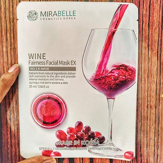 Mirabelle Wine Fairness Sheet Facial Mask for Wrinkles – 25ml (Pack of 3)