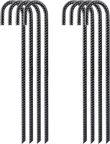 Miniatura 9 de FEED GARDEN Paquete de 16 estacas de barra de refuerzo de 12 pulgadas, gancho en J resistente, estacas galvanizadas para tienda de campaña, anclajes
