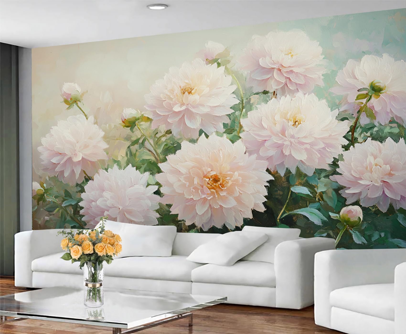 GIVLWF Floral Wallpaper Hydrangea Mural Wallpaper Vintage Pink Bedroom Wall Paper for Living Room Non Self Adhesive Wall Murals & Home Decor — image 1