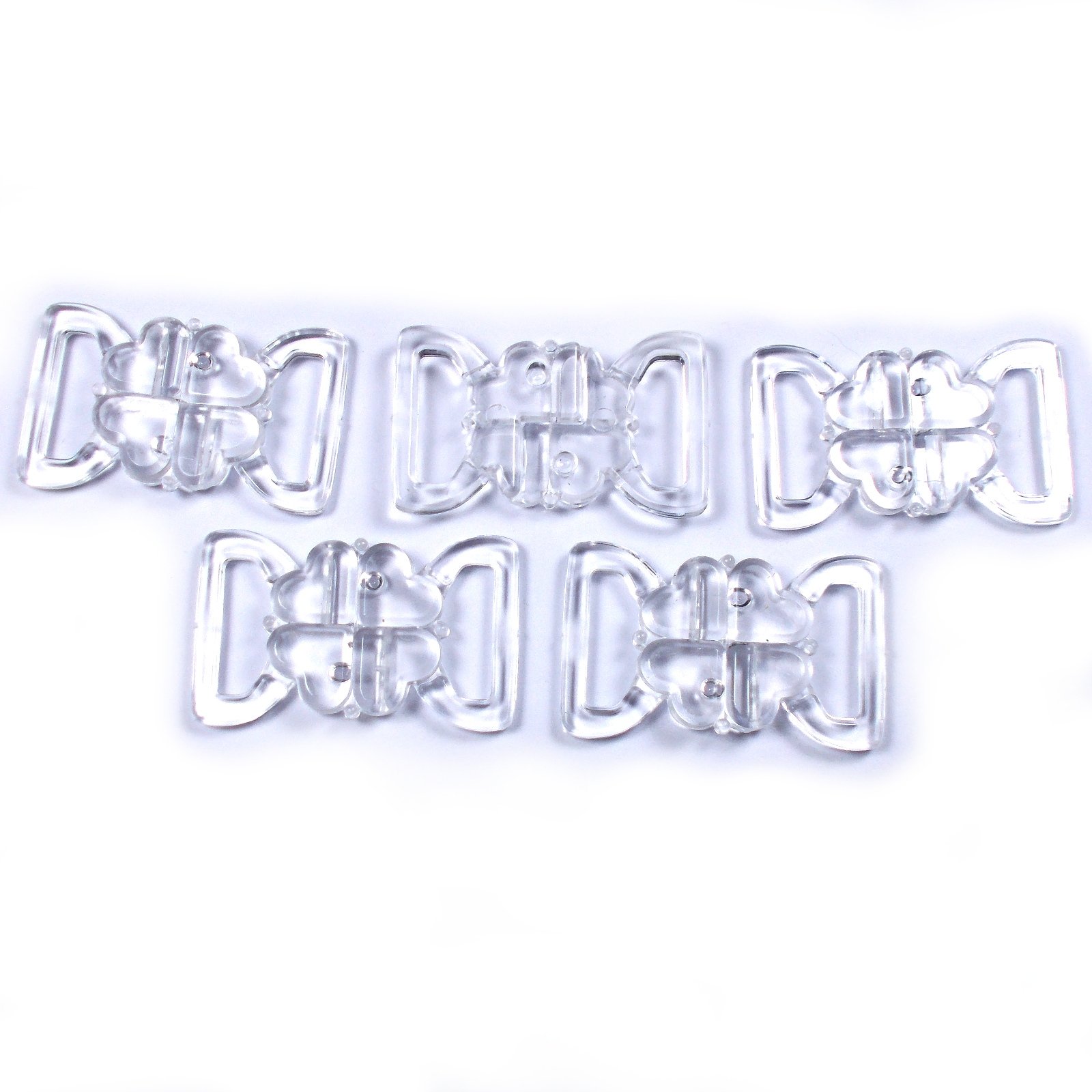 Clover Bikini Clasp Fastener Clear Transparent Pack of 5 (27mm x 14mm)