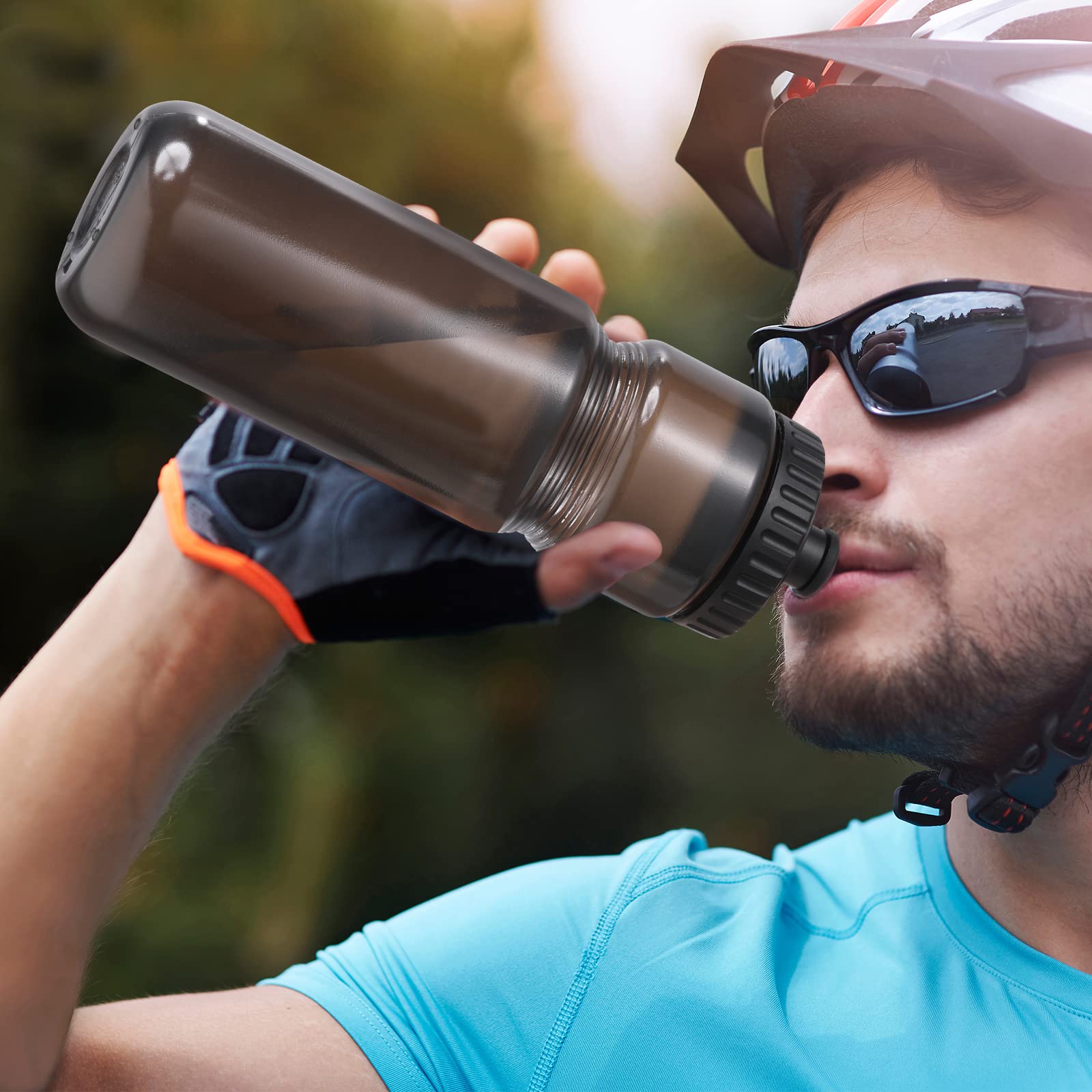 Mimorou 12 Pack Sports Squeeze Water Bottles 25 Oz Sports Water Bottles with Easy Open Push/pull Cap Reusable Plastic Water Bottles for Bicycles Cycling Fitness Yoga Outdoor Sports (Black)