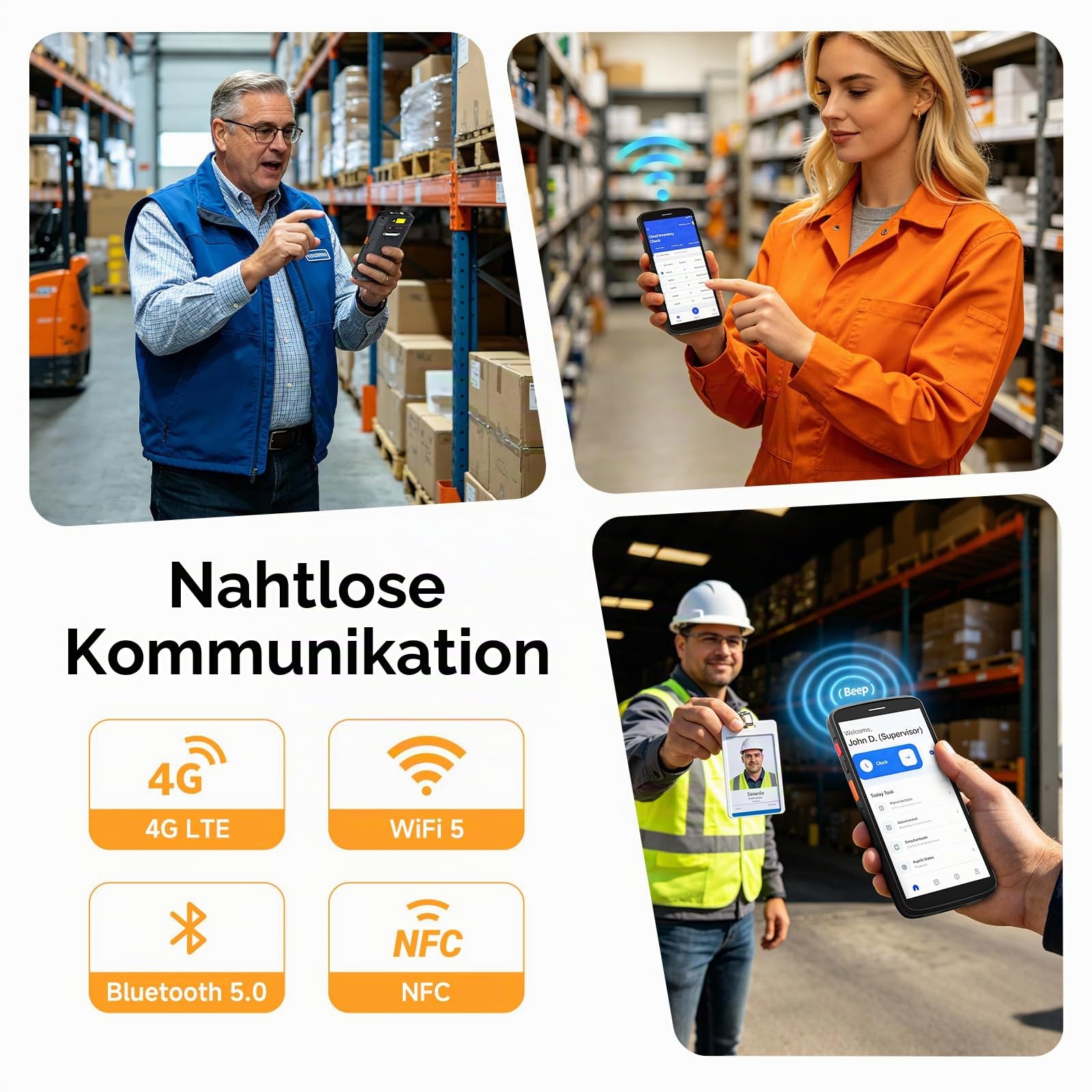 F2 Android 15 Barcode Scanner, 6 Zoll Handheld PDA MDE-Gerät mit Zebra SE4710 Scanmodul, 4GB+64GB, IP67, 4G LTE, WLAN, NFC, 5050mAh Akku, 1D/2D QR Handscanner für Lager, Inventur und Logistik