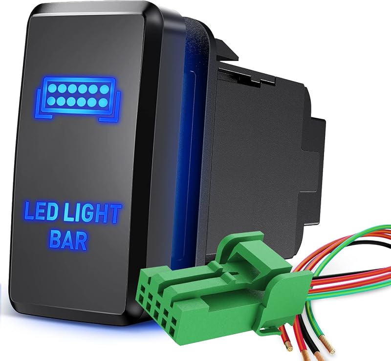 Interruptor tipo botão ON-OFF SPST com LED Nilight para barra de luz Toyota