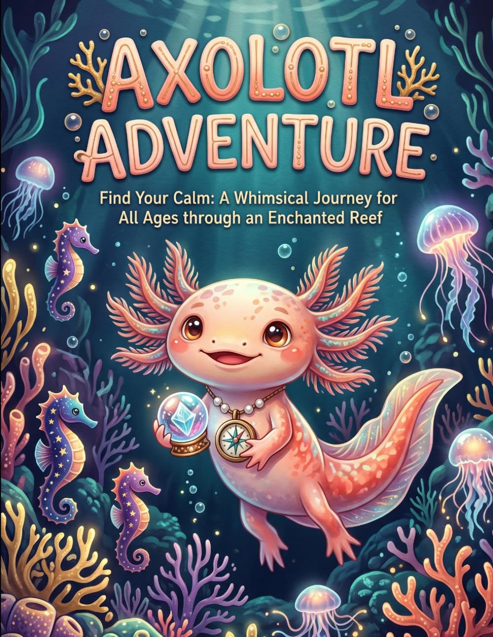 Axolotl Adventure Coloring Book for Adults: Bold and Easy Designs: Simple and Adorable Axolotl Scenes for Instant Relaxation and Stress Relief, Perfect for Beginners and Mindful Moments