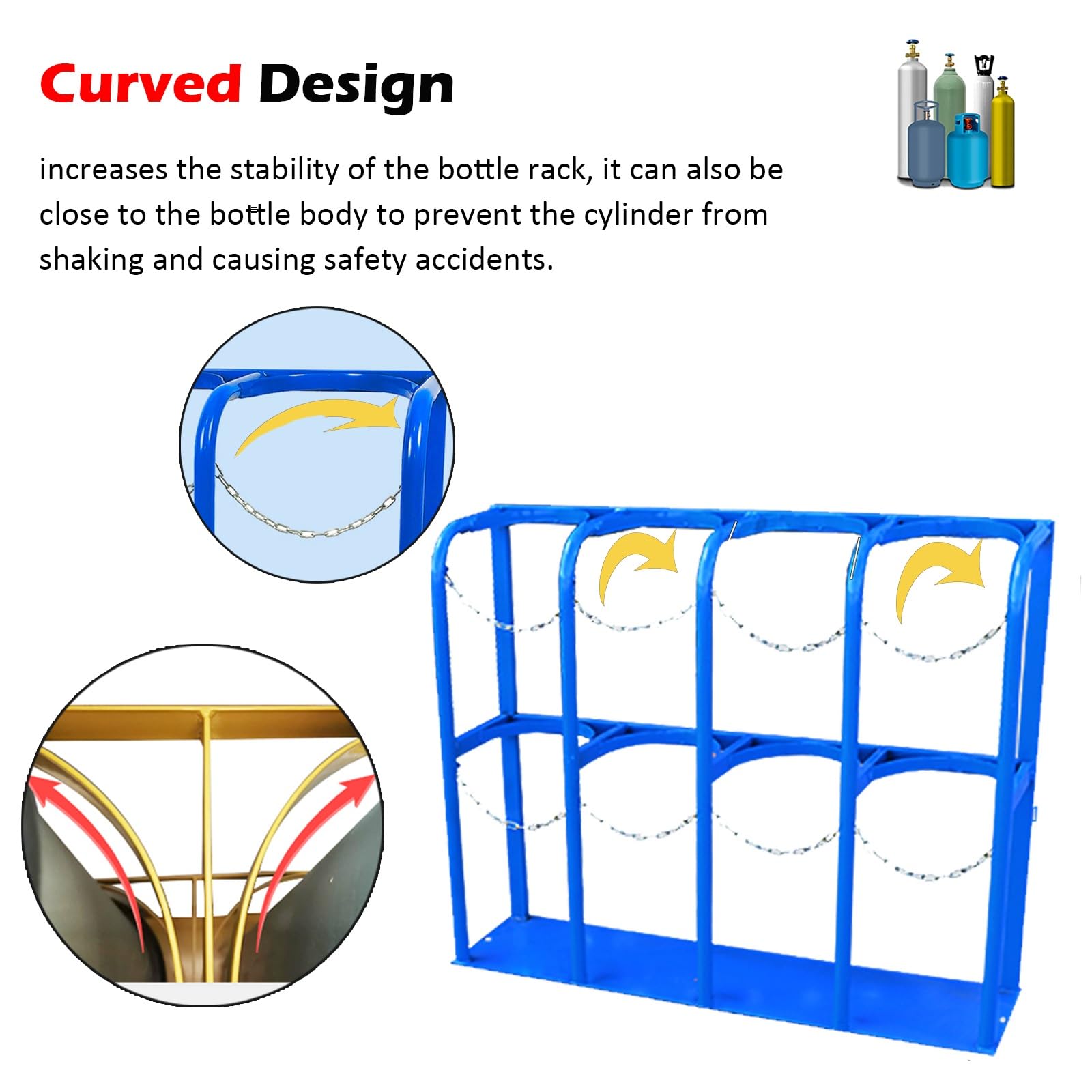 Soporte para bombonas de propano, Soporte de Suelo para Cilindros de Gas, Apto para Cilindros de Gas STO Nitron/dióxido de Carbono (Amarillo, con Capacidad para 1 Cilindro).