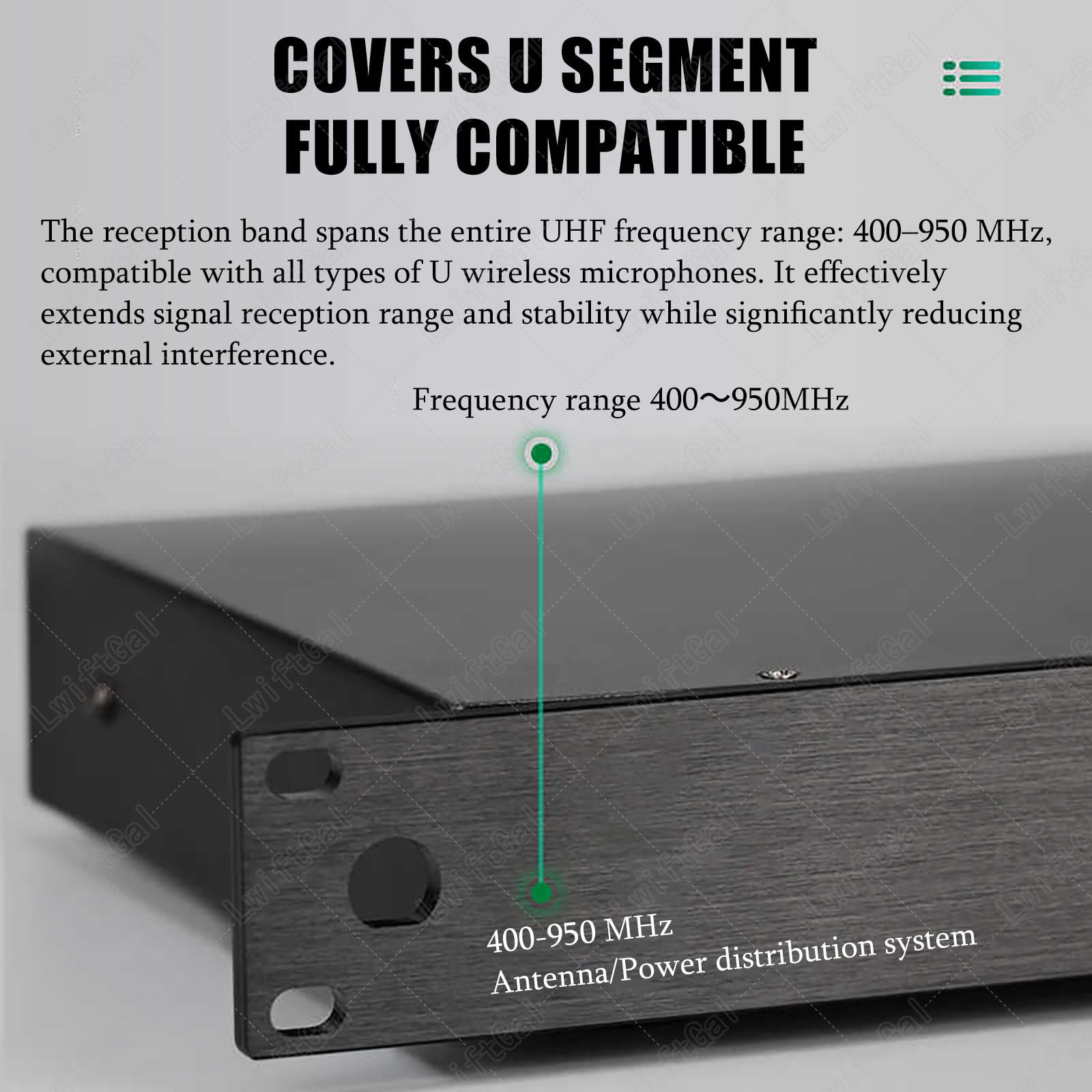 Sistema di distribuzione antenna UHF, guadagno regolabile a 31 bande, 8/16 canali, amplificatore di segnale microfono wireless con antenne direzionali attive