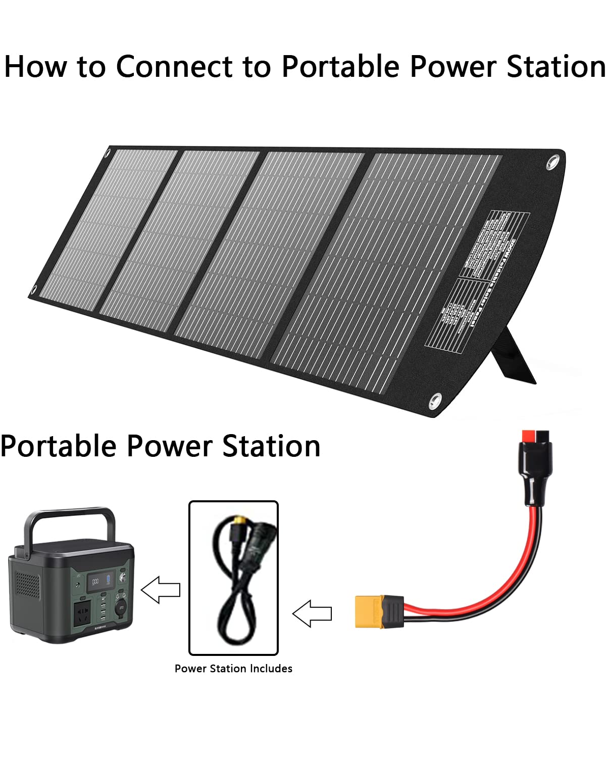 3.2FT XT60 To Solar Panel Connector Cable - 12AWG 30A Extension For Generators