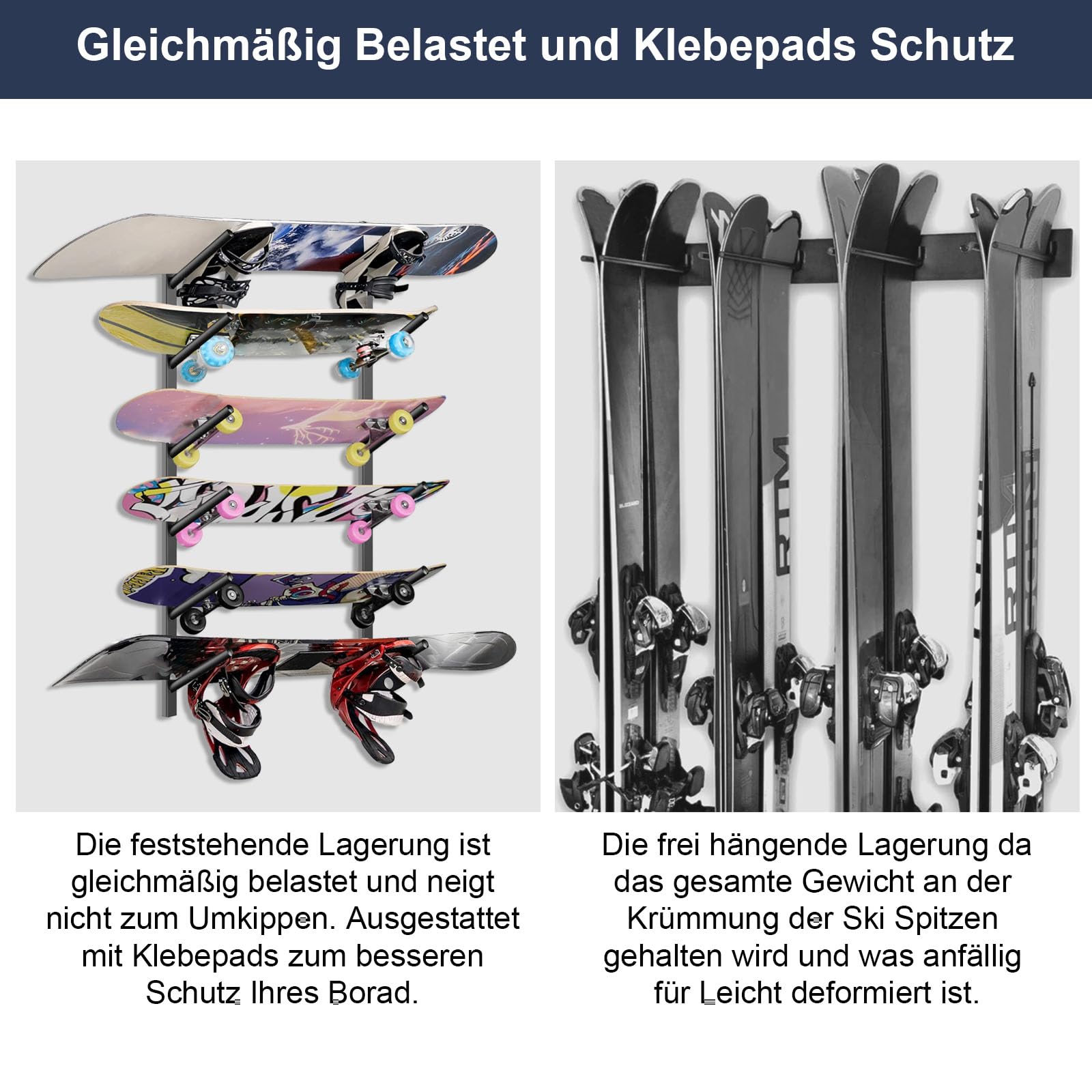 Support mural pour skateboard, ski, snowboard, wakeboard, longboard, skis, wakeboard, longboard