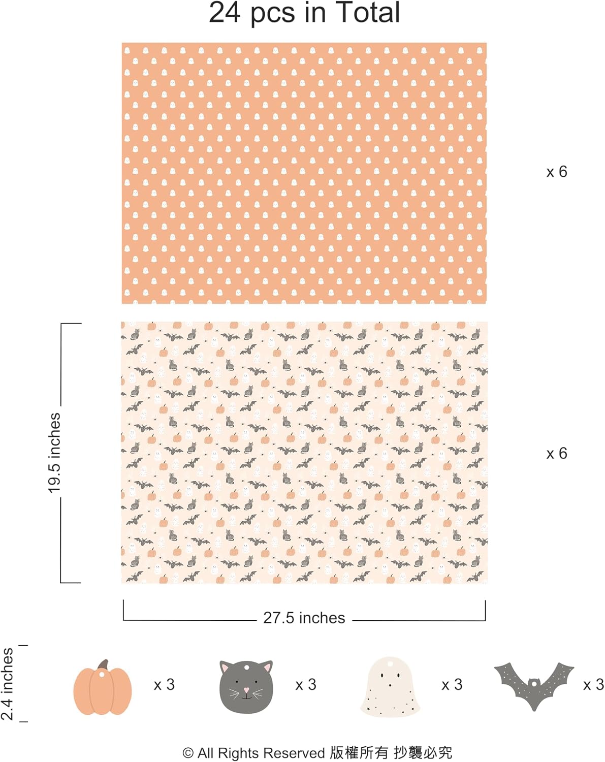 Cheerland Halloween Wrapping Paper Cute Ghost Gift Wrap Pumpkin Cat Bat Trick or Treat Gift Summerween for Kids Spooky Birthday Baby Shower Holiday Classroom Pastel Halloween Party Decoration Supplies image 2