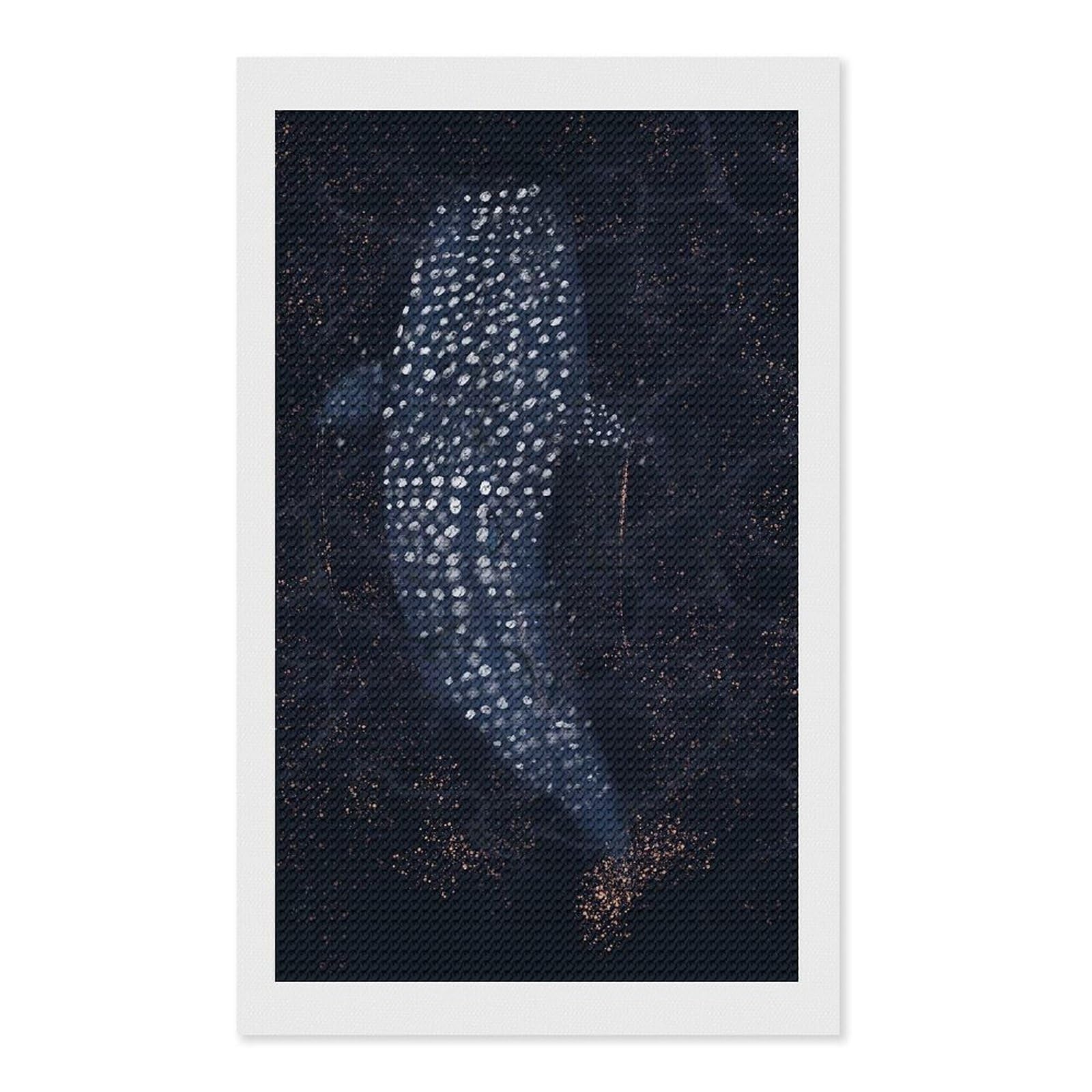 Junmoney Whale Shark in Deep Blue Diamond Art Canvas 12"x20", Decorate Your Room, Mindful Craft Activity, Cosy Home Accent, Thoughtful Handmade Gift