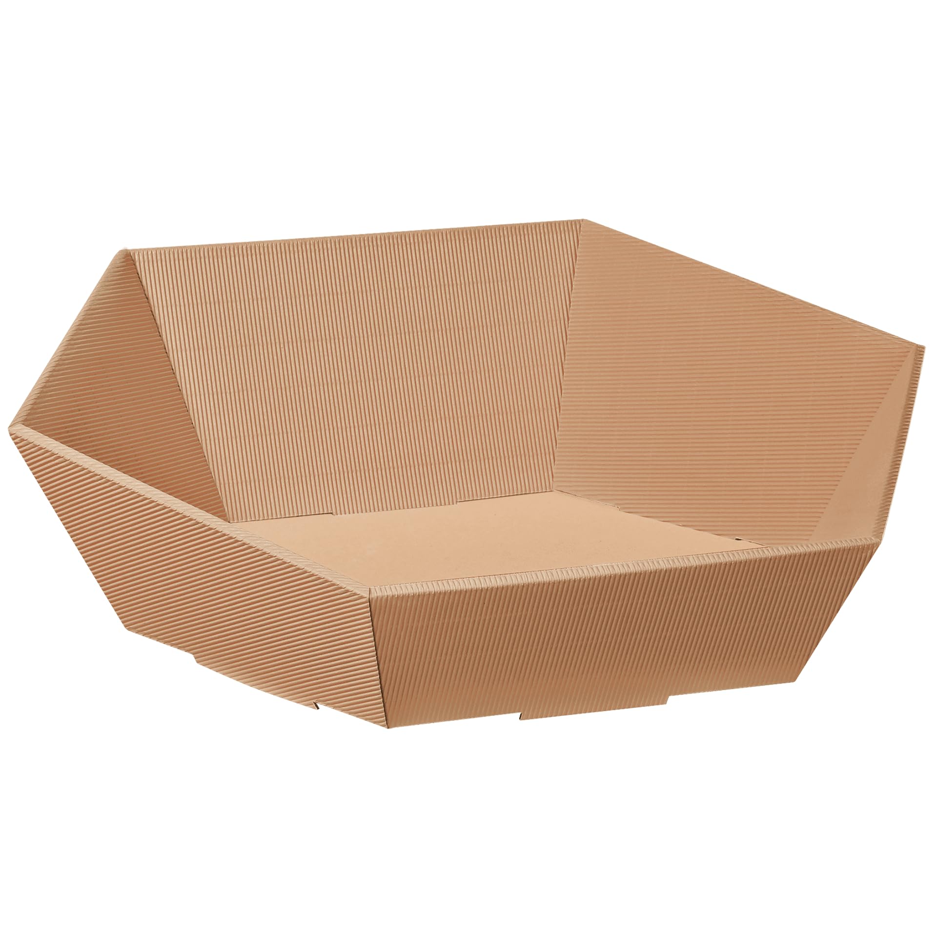 [BOXXCO] 25 Stück Präsentkörbe Sechseckig Wellenstruktur Natur Groß Ø 415 mm | 313x301x84-139 mm | Leerer Geschenkkorb Offene Welle