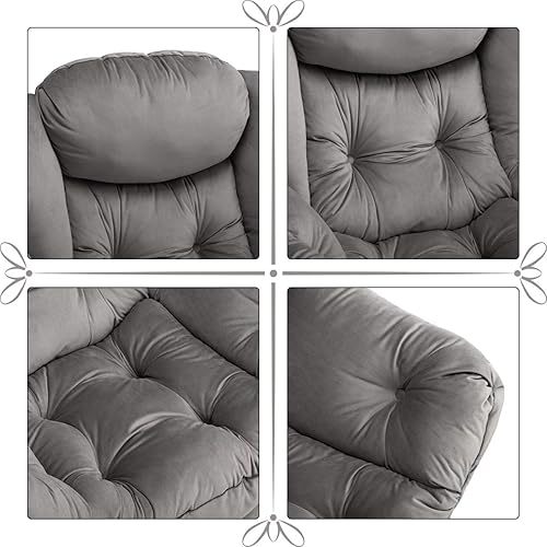 Miniatura 187 de HollyHOME - Silla perezosa grande de tela para sala de estar, silla de lectura, acogedora silla de descanso con reposabrazos, sofá de ocio, color