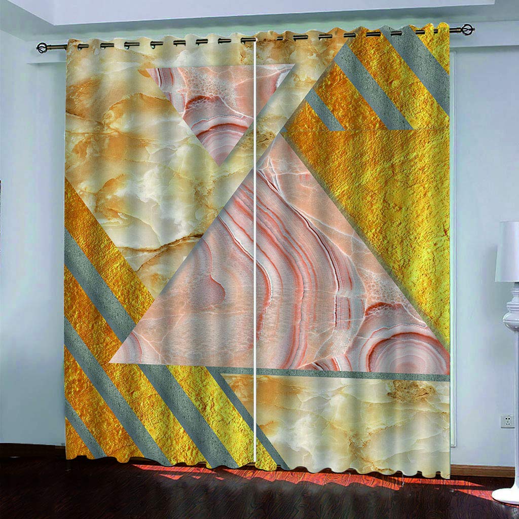 Maynuo Girls Curtains For Bedroom 3D Geometric Marble Texture Eyelet Top Curtain For 62X78inch Kids Window Treatments For Home Decoration Thermal