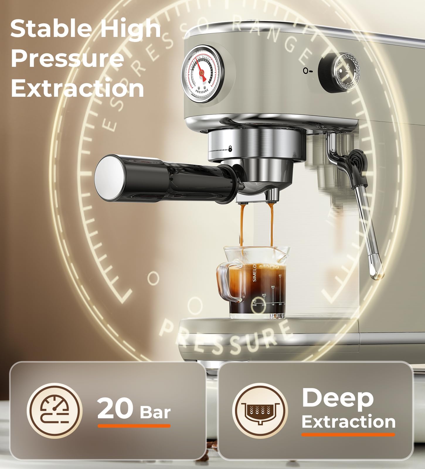 atatix Espresso Machine with Milk Frother, 20 Bar Pressure Espresso Maker view 4