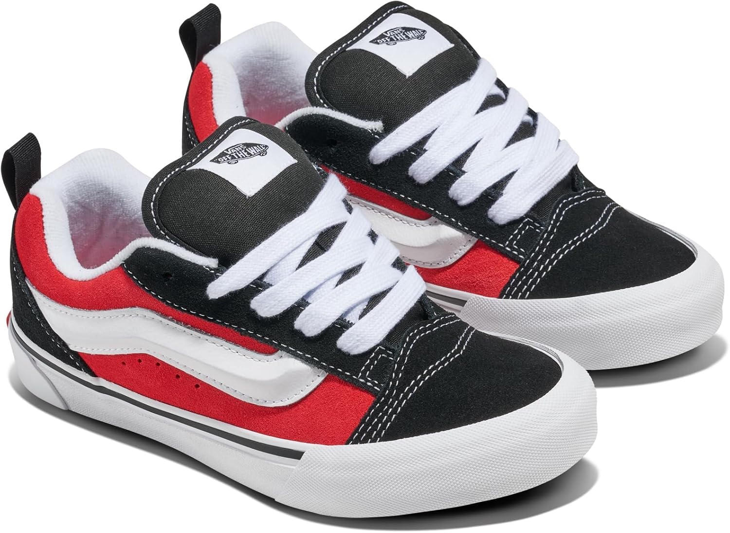 Vans Big Kids' Knu Skool Shoe | '90s Retro Puffy Low-Top Fashion Sneakers for Boys & Girls, Black/Racing Red, 6 - Image 6