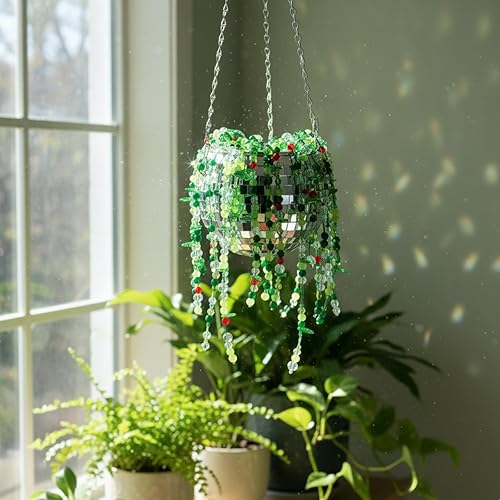 Miniatura 4 de Juego de 1260 piezas de cuentas y jardineras, kit de fabricación de plantas con cuentas de vidrio con cuerda para colgar, serie Green Nature,