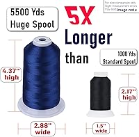 Vista 2 de Simthread 5500 yardas de hilo de bordar, 5000M de alto rendimiento 40 WT 100% hilo de poliéster – Más de 170 colores vívidos, clasificado de alta