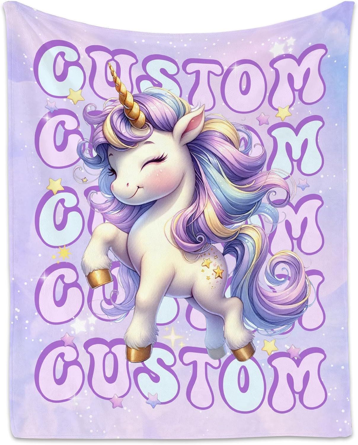 Custom Unicorn Blanket for Girls, Personalized Unicorn Gifts for Girls Women, 60"x80" Kids Throw Blankets Gift for Couch Bed, Soft Fuzzy Cozy Flannel Throws Room Decor