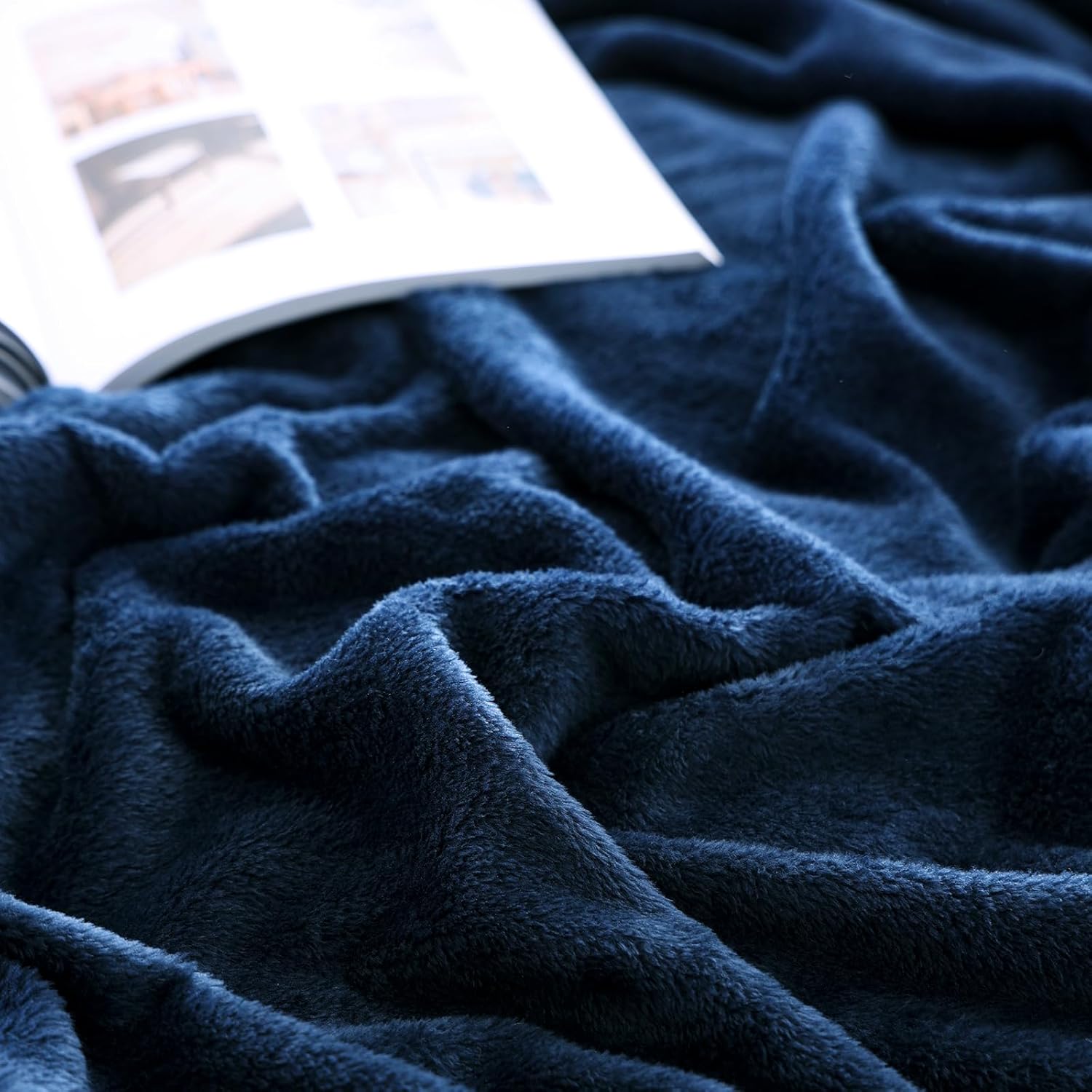 BOURINA Fleece Blanket Flannel Throw Blanket (Navy,Throw Size) Lightweight Cozy Microfiber Blanket for Sofa, Couch, Bed, Camping, Travel, 50x60 inches - Image 4