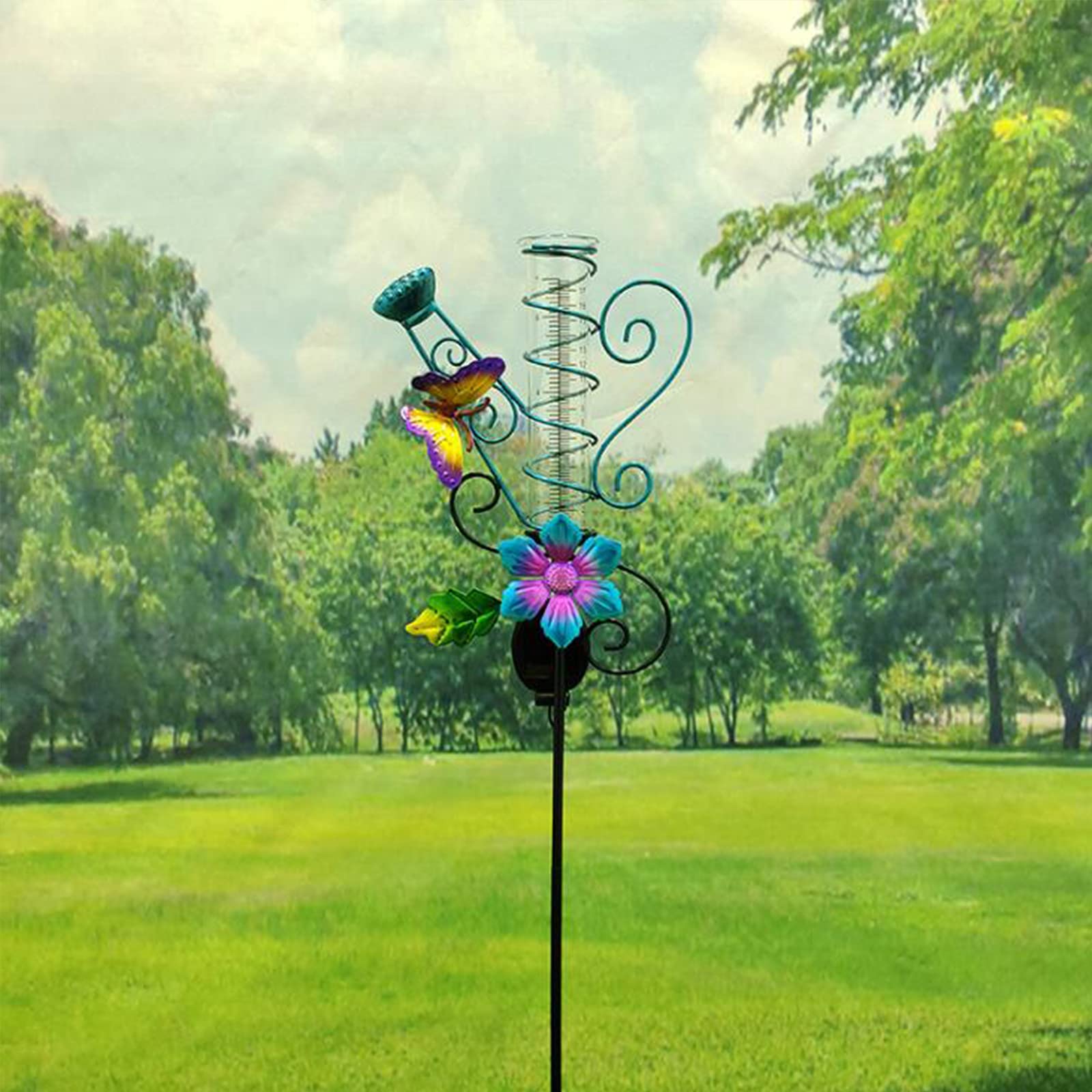 Pluviomètre Extérieur En Verre Avec échelle 17,8 Cm - Décoration Jardin Avec Support Et Piquet - 3