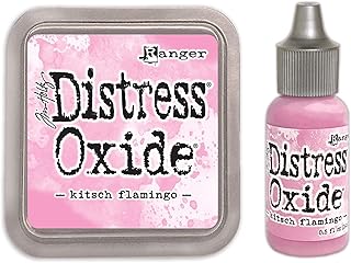 Tim Holtz Distress Kitsch Flamingo February 2021 Release, Distress Oxide Ink Pad and Oxide Reinker, Bundle of 2 Items