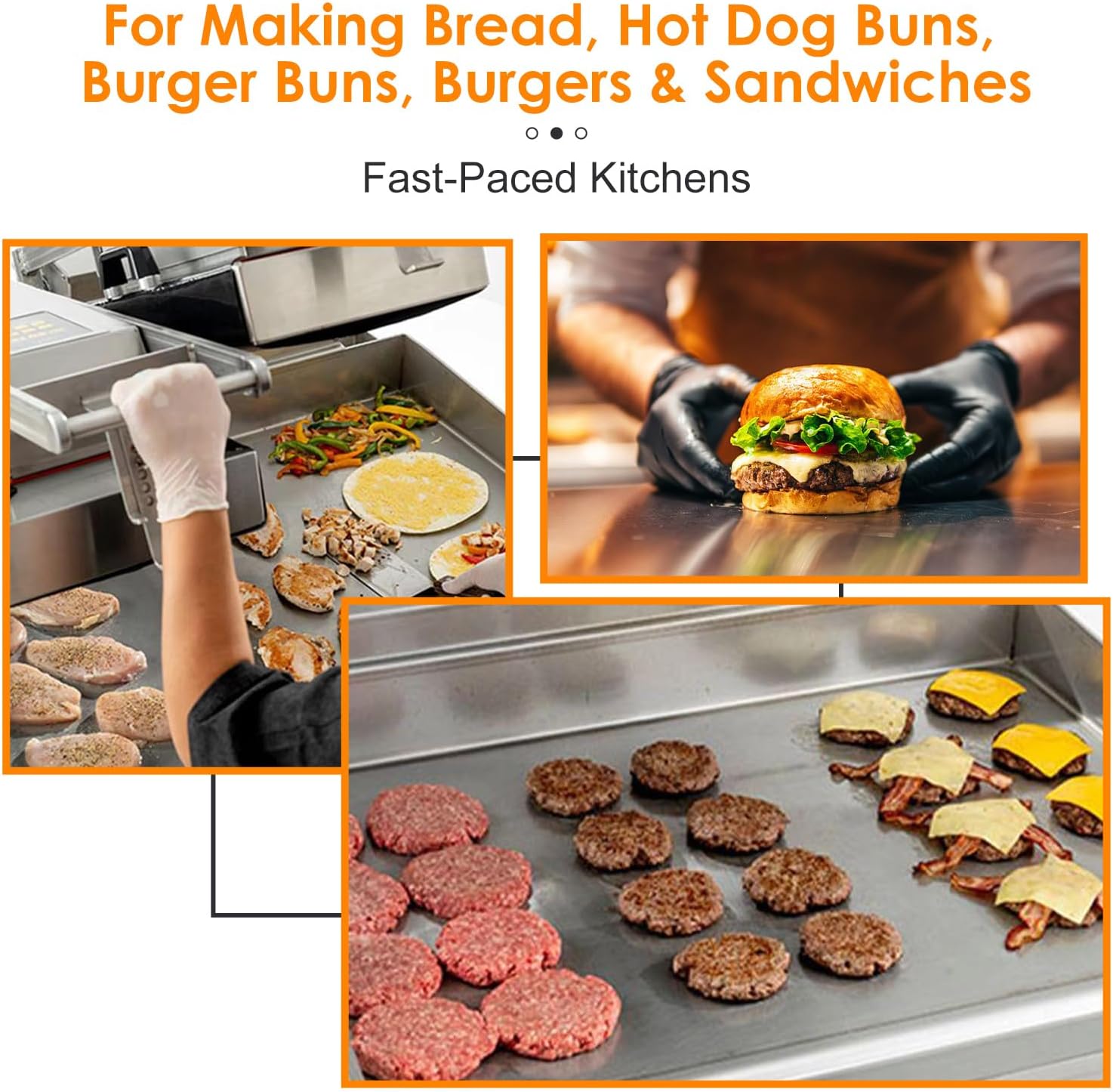 10 Pack PTFE Release Sheets with Bracket Loop for Taylor L820, L828 Clamshell Grills – 33.27"×20.79" (Black/Gold), OEM Replacement for #080595, Ideal for Bread and Buns