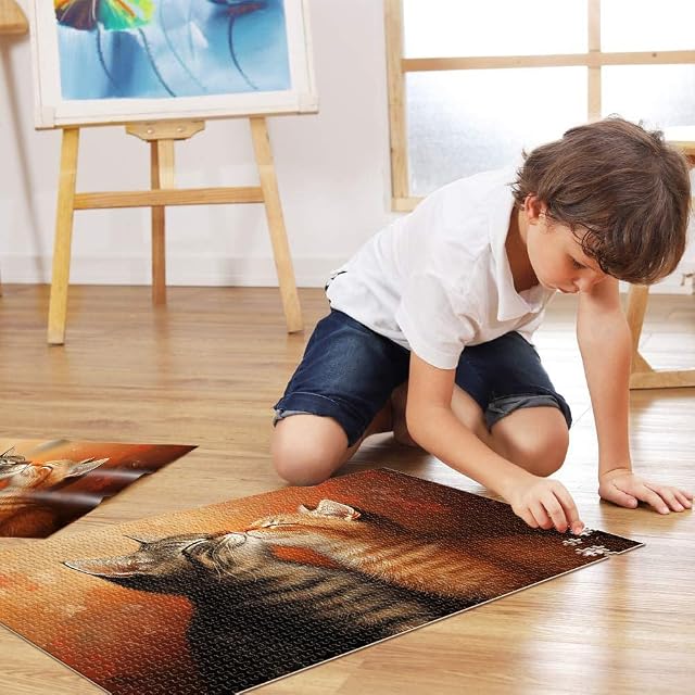 Foto 5 de 8 de Dos Gatos besándose Puzzles de 1000 Piezas para Adolescentes Ayuda al Cerebro a ejercitar Juguetes adictivos…