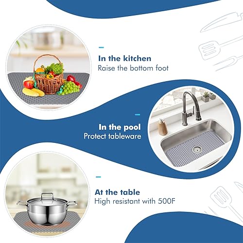 Miniatura 4 de Bestjing Tapete de silicona para fregadero de cocina  Protectores para fregadero de cocina con drenaje central, rejilla de fregadero de cocina de 26