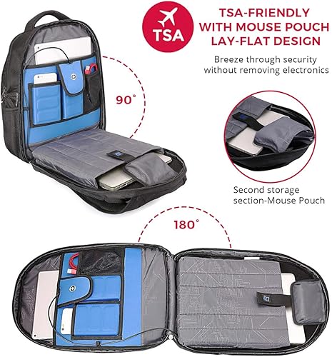 Miniatura 4 de Swissdigital Terabyte - Mochila grande resistente al agua para la TSA, mochila para laptop de negocios para hombres con puerto de carga