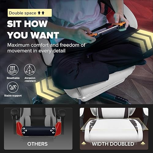 Miniatura 4 de GTPLAYER Silla de juegos, silla de oficina para computadora, soporte lumbar, reposabrazos y reposapiés, silla de juego ergonómica para adultos con