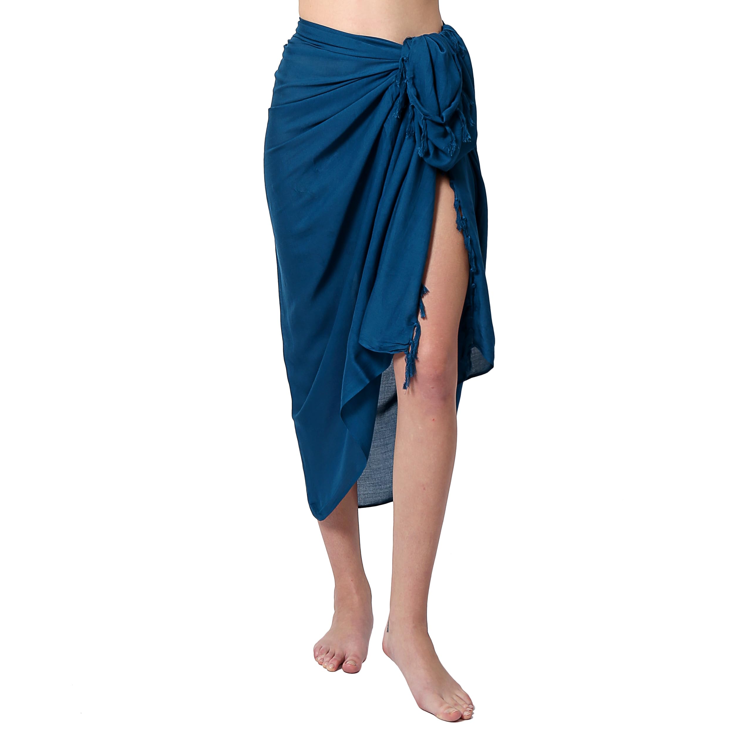 Pareo Sarong Tuch Damen Herren Wickelrock Strand Strandtuch blickdicht Wickeltuch Handtuchkleid Wickelkleid Unisex einfarbig Uni mit Schnalle