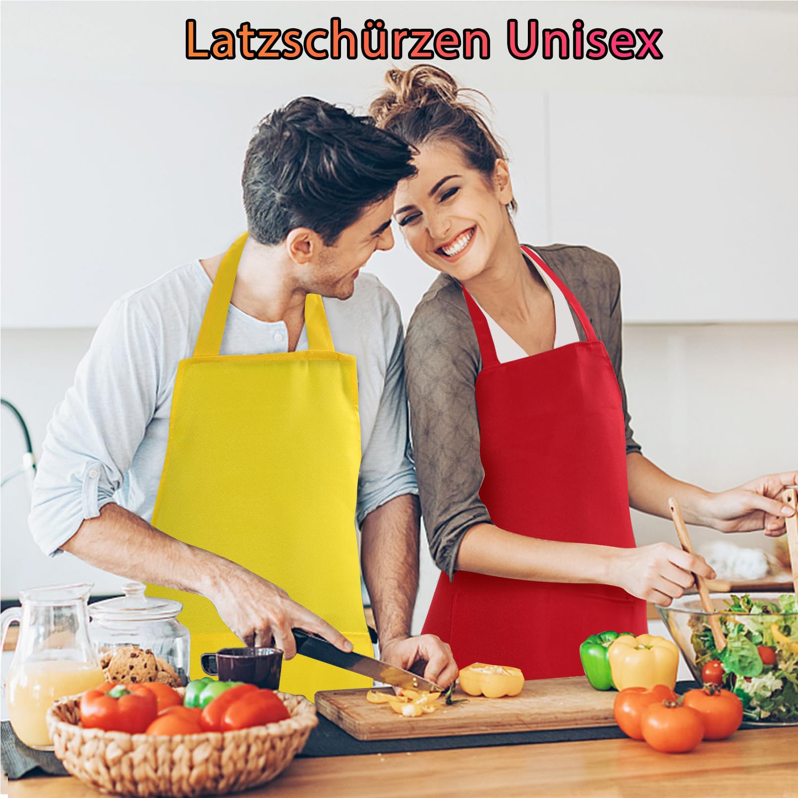 8 grembiuli da cucina regolabili, grembiule da cucina con 2 tasche, grembiule lavabile, grembiule da barbecue, grembiule da cucina per uomo e donna, 8 colori, multicolore, ca.
