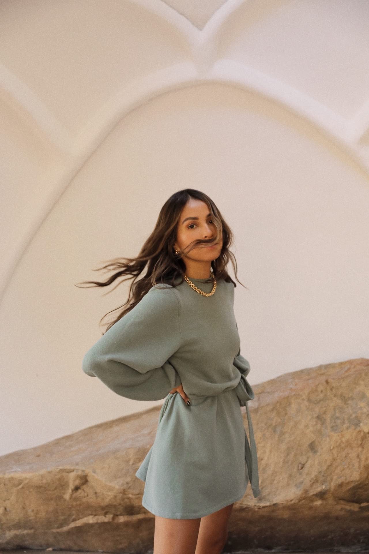 Sincerely Jules Women's Standard x Bandier The Dahlia Sweatshirt Dress,  Fatigue Green, 3X : Amazon.com.au: Clothing, Shoes & Accessories