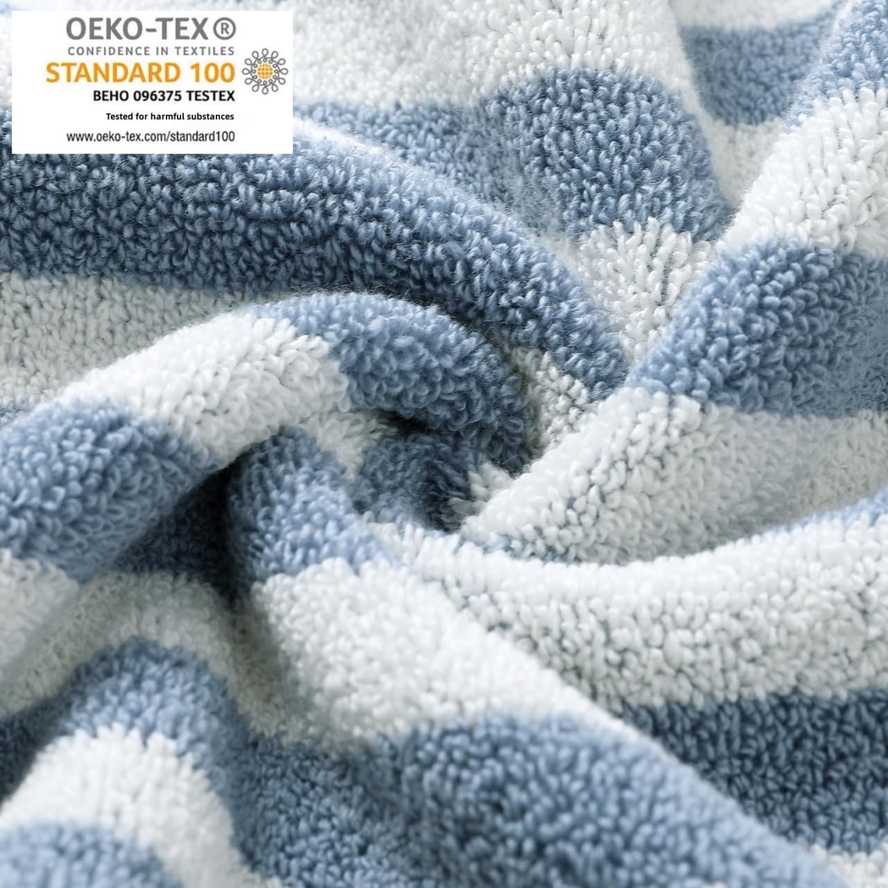 3 Piece Premium Bath Towel Set (Naughty Bear), 1 Bath Towel 1 Hand Towel 1 Washcloth, Quick-Drying, 100% Cotton,Oeko-TEX Certified (Stripes - Brown) - Image 5