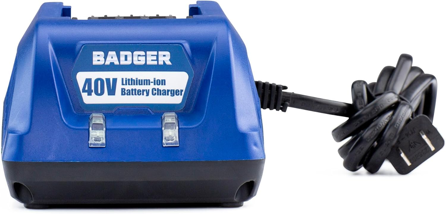 Wild Badger Power WB40V2.1AC 40 Volt 2.1A Standard Charger, Blue – Fast & Efficient Charging for 40V Lithium-Ion Batteries, Compatible with String Trimmers, Leaf Blowers, Lawn Mowers & More