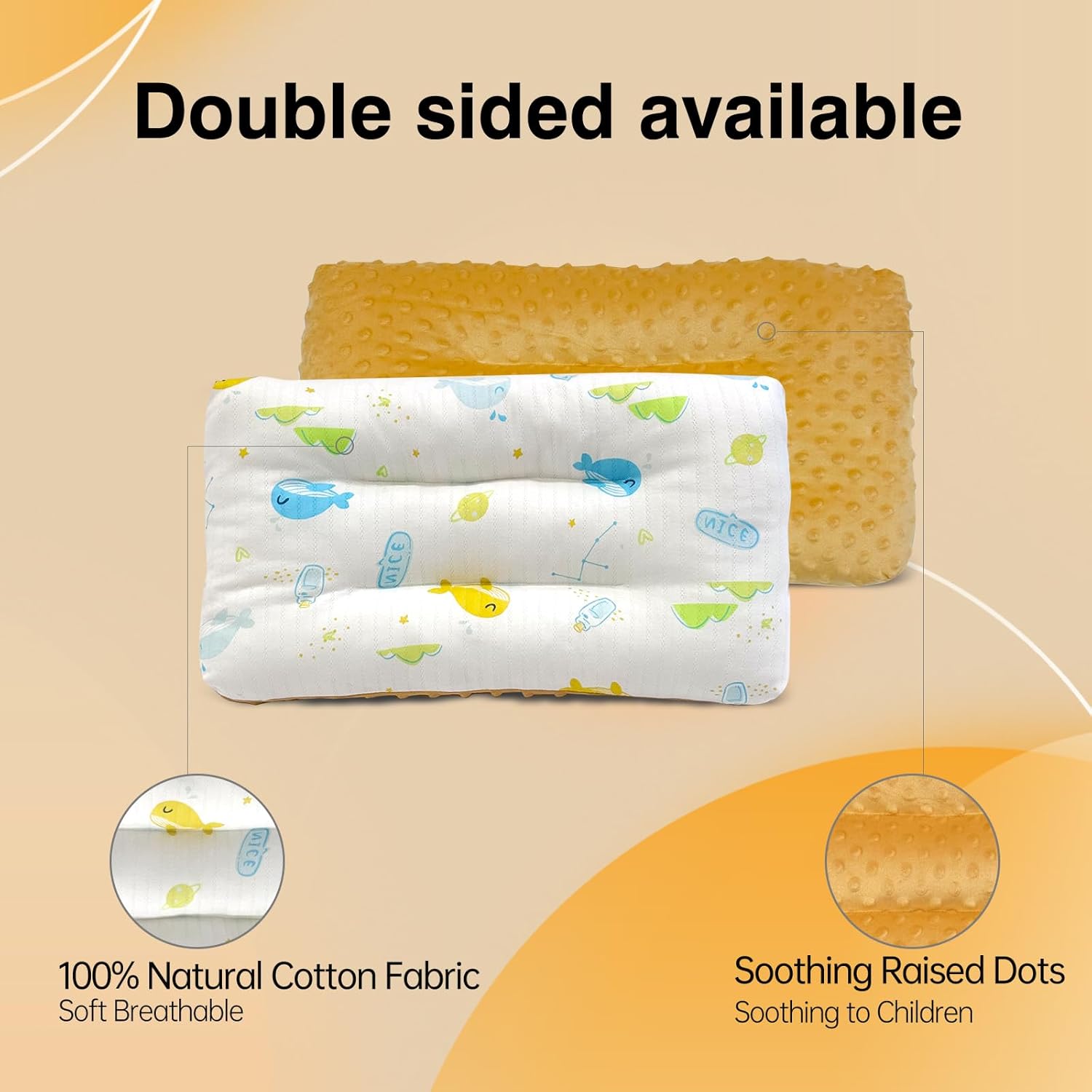 1Pc Toddler Pillow with Soft Minky Dot Fabric,19X11inches Machine Washable,100% Cotton Kids Pillows for Sleeping,Breathable and Skin-Friendly,Kids Sleeping Pillow for 2-6 Year Old (Orange) - Image 4