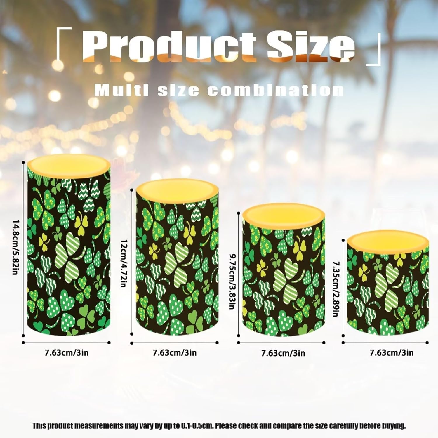 St Patrick's Day Decorative Flameless LED Candles Set of 4 Electric Candles with Remote Timer Control Color Changing, Green Leaf