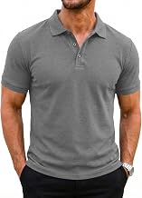 Runcati Mens Summer Polo Shirt Short Sleeve Solid Color Cotton Polo Shirt Golf Polo Shirt Regular Fit