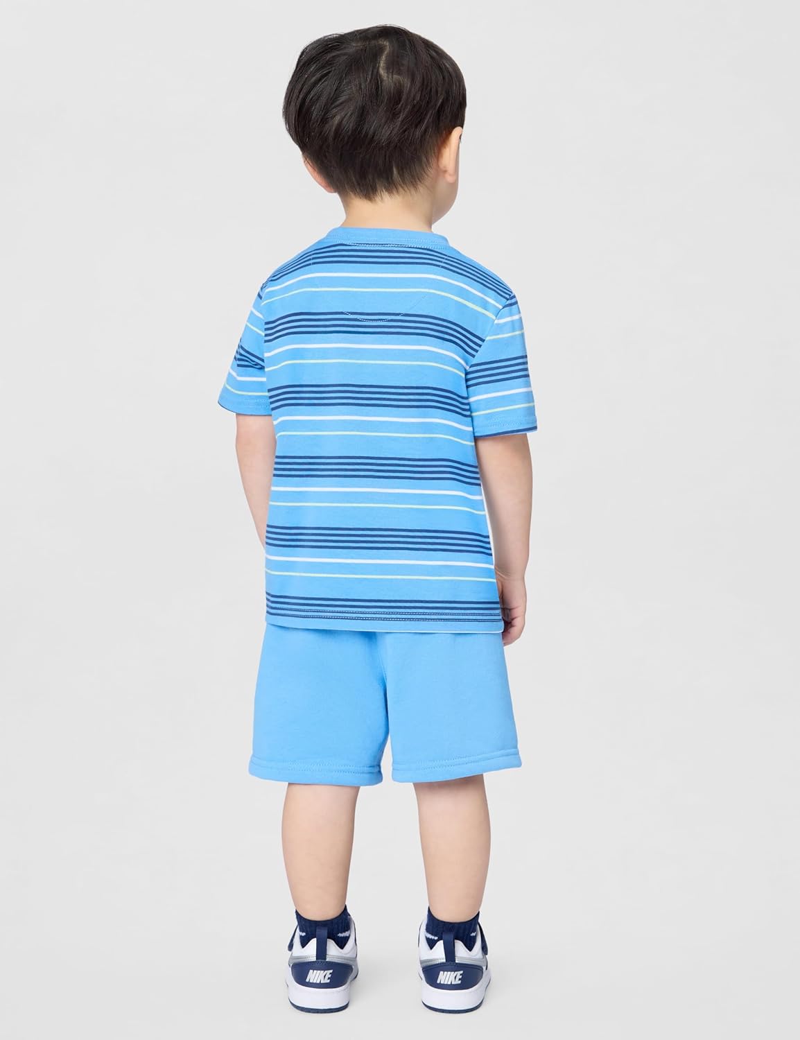 Nike Boys' Striped Sportswear Club T-Shirt and Shorts 2-Piece Outfit Set